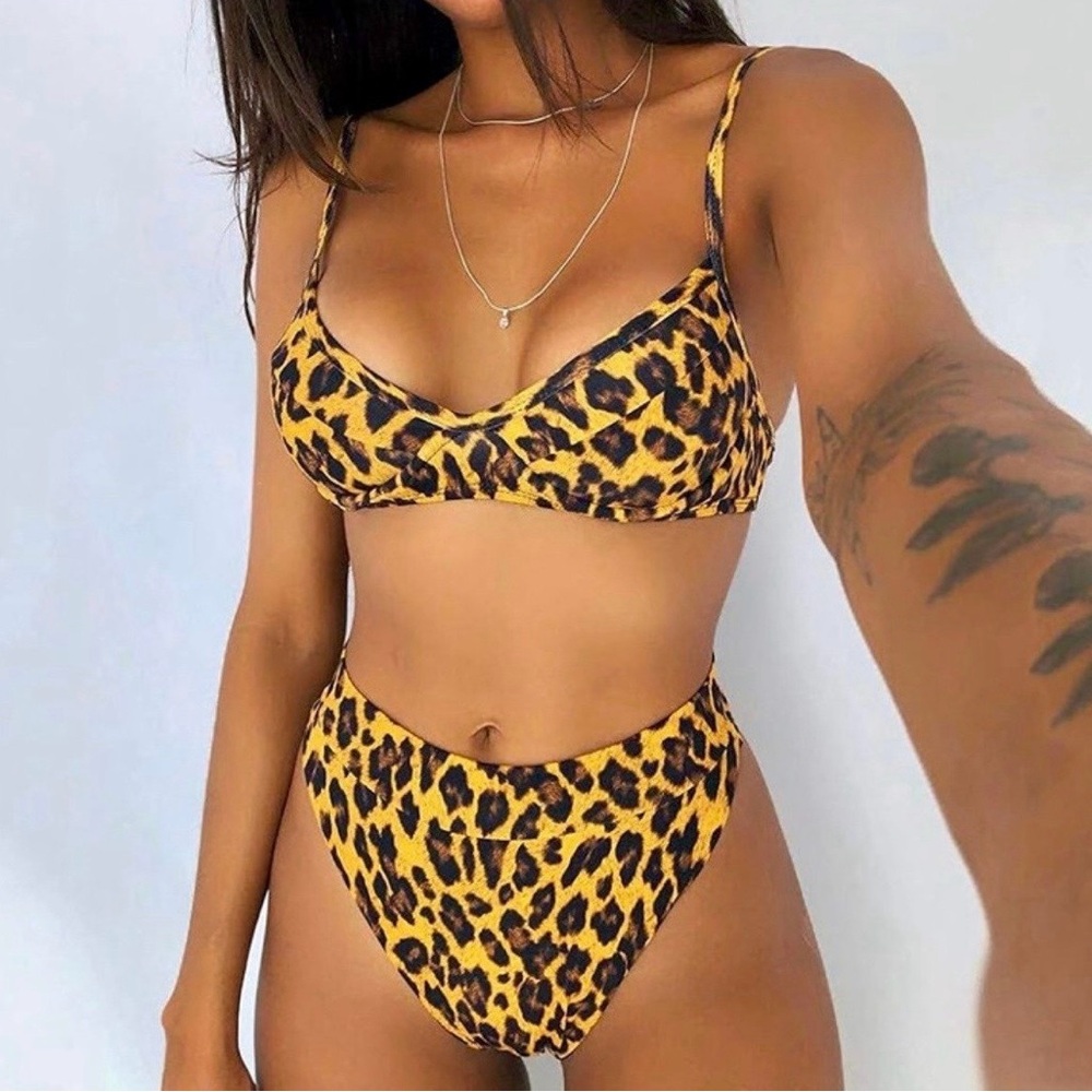 NEW High-Waist Leopard Animal Print Bikini Set